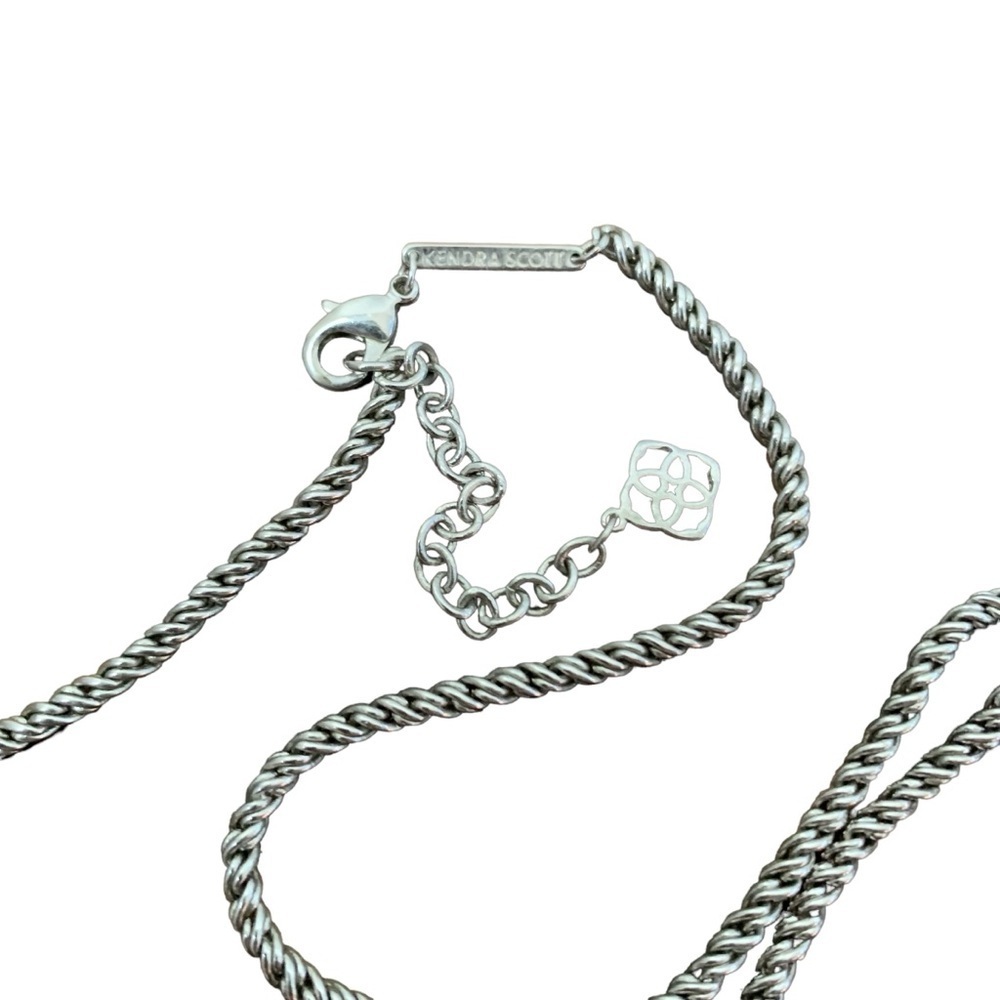 Kendra Scott smoky Slate gray Corla cateye rhodium silver necklace. 30” Length. - Picture 7 of 10